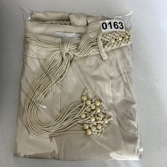 House Of Harlow 1960 NEW Womens XS Linen Blend Palazzo Pants Rope Beaded Belt - Picture 15 of 15
